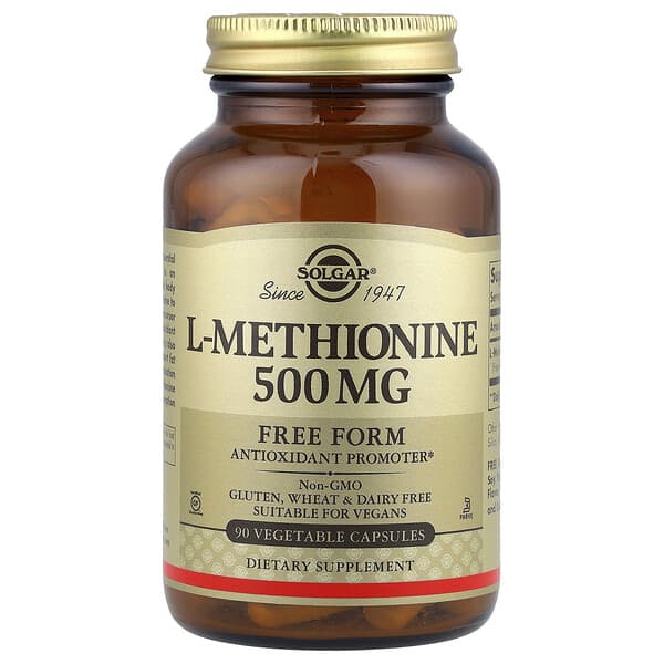 Solgar, L-Methionine, 500 mg, 90 Vegetable Capsules