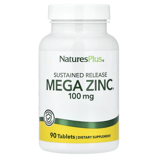 NaturesPlus, Mega Zinc®, Sustained Release , 100 mg, 90 Tablets