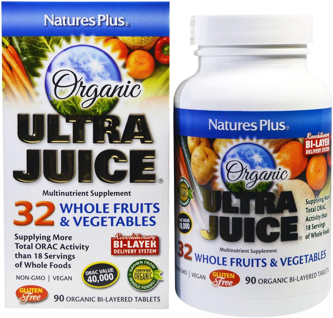 Natures Plus Ultra Juice Multivitamin - 90 Vegetarian Tablets, Bilayered - Whole Food Supplement - Whole Fruits & Vegetables, Antioxidant - Non-GMO, Vegan, Organic, Gluten-Free - 45 Servings