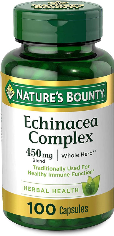 Nature's Bounty Echinacea Complex, Herbal Supplement, Supports immune Health, 450 mg, 100 Capsules