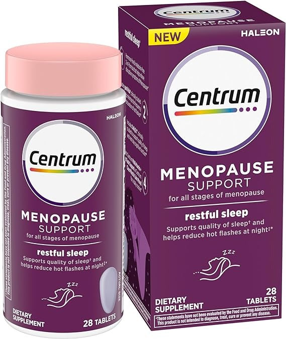 Centrum Restful Sleep Menopause Support Tablets, Supplement with Clinically Studied DailyZz and geniVida, 28 Count