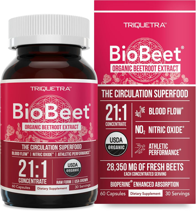 BioBeet® Max Strength Beet Root Capsules - 21:1 Concentrate, Each Serving Derived from 28,350 mg Organic Beetroot