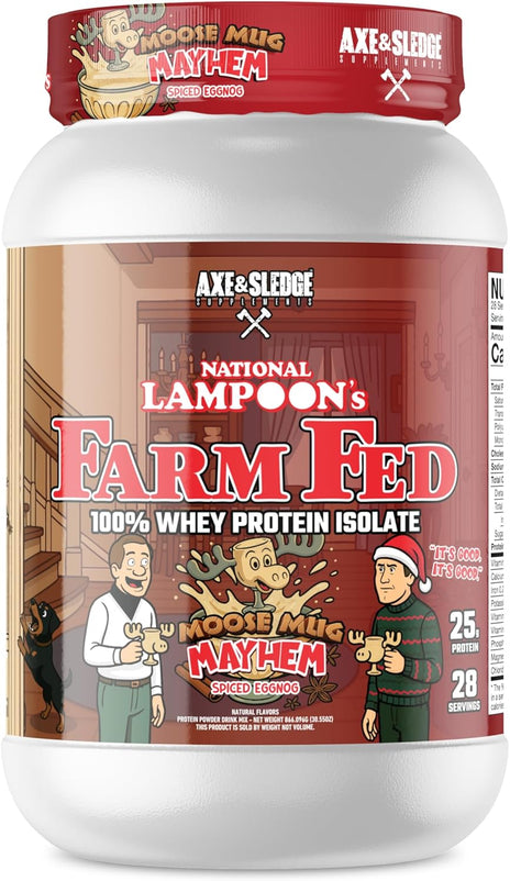 Axe & Sledge Farm Fed 100% Whey Protein Isolate 25g Protein Low Carb, Low Sugar, Gluten Free Protein Powder for Men