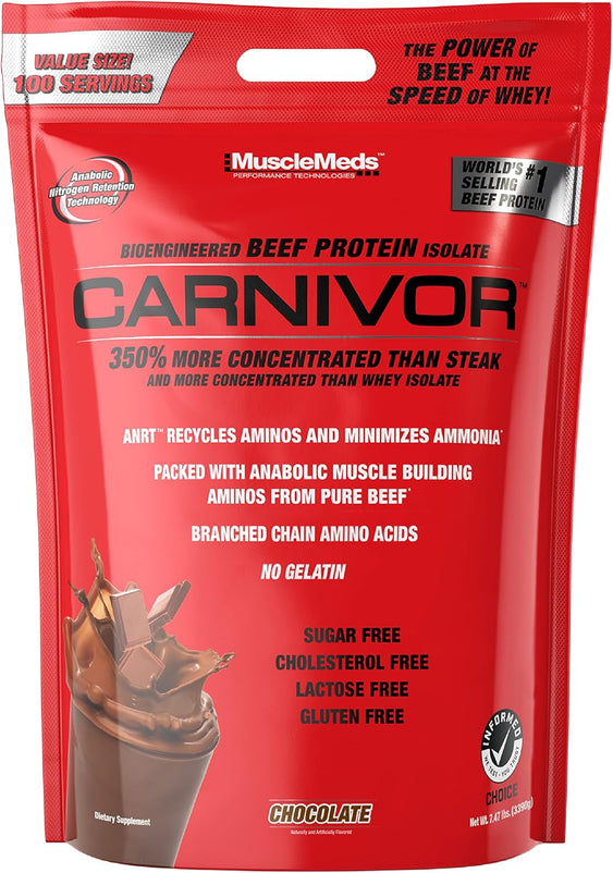 MuscleMeds Carnivor Beef Protein Isolate Powder, Chocolate, 7.47 lbs