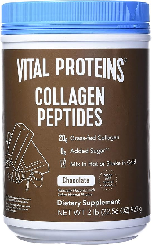 Vital Protein Collagen Peptides, Pasture Raised, Grass Fed, Paleo Friendly, Gluten / Zero Sugar Dairy Free, Chocolate, 1lb. 2Oz