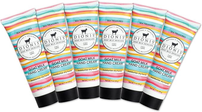 Dionis Goat Milk Skincare 1 oz Scented Hand Cream, Set of 6 - Moisturizing Lotion for Dry & Sensitive Skin, Cruelty-free, Paraben-free, Made in USA - Sea Treasures