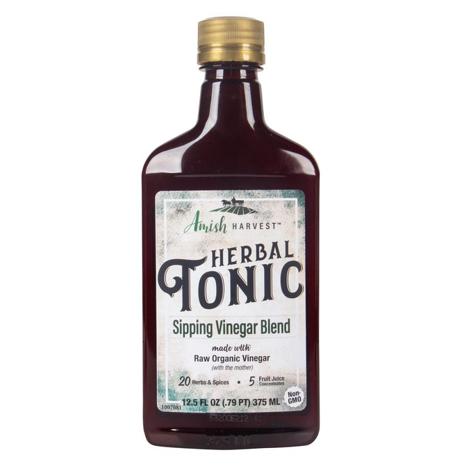 Sipping Apple Cider Vinegar Tonic – 1-Pack of Amish Harvest Elixir with 25 Herbs & Juices like Wildcrafted Apple Cider Vinegar with Mother & Elderberry – Can Aid Immune & Digestive Health 25 Oz.