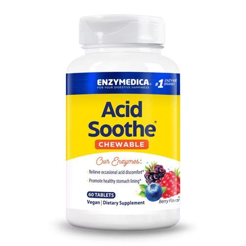 Enzymedica, Acid Soothe Chewable, Vegan, Non-GMO, 60 Tablets