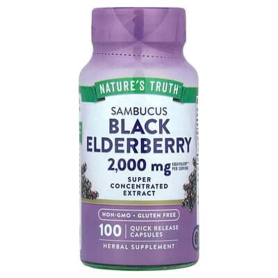 Nature's Truth, Sambucus Black Elderberry, 2,000 mg, 100 Quick Release Capsules (1,000 mg per Capsule)