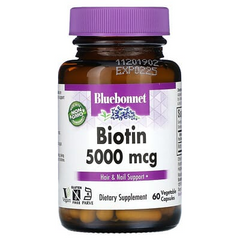 bluebonnet biotin 5000 mcg, Bluebonnet Nutrition, Biotin, 5,000 mcg, 60 Vegetable Capsules