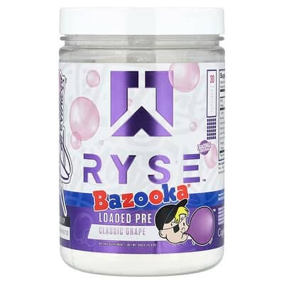 RYSE, Loaded Pre, Bazooka® Classic Grape, 15.9 oz (450 g)