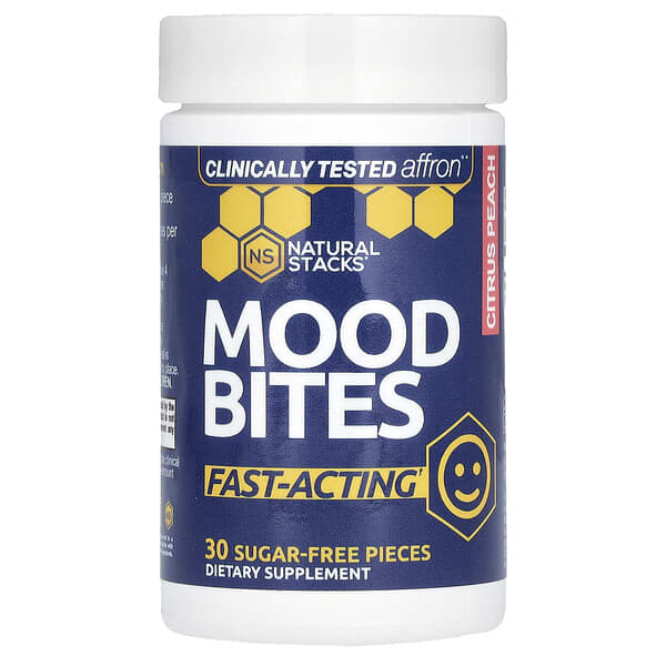 Natural Stacks, Mood Bites, Citrus Peach, 30 Sugar-Free Pieces