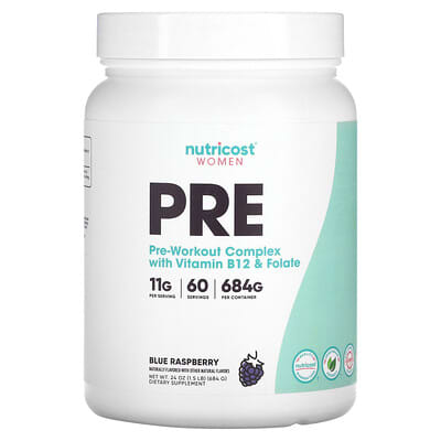 Nutricost, Women, Pre-Workout Complex with Vitamin B12 & Folate, Blue Raspberry, 1.5 lb (684 g)