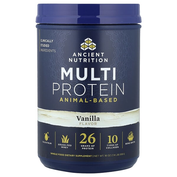 Ancient Nutrition, Multi Protein, Animal-Based, Vanilla, 1.14 lb (519 g)