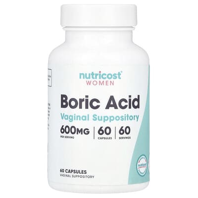 Nutricost, Women, Boric Acid, Vaginal Suppository, 600 mg , 60 Capsules