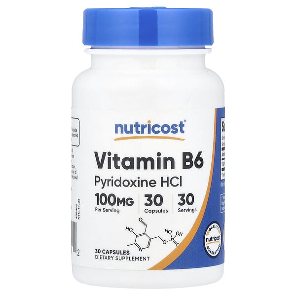 Nutricost, Vitamin B6, 100 mg, 30 Capsules