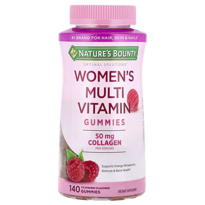 Nature's Bounty, Optimal Solutions®, Women's Multi Vitamin Gummies, Raspberry, 140 GummiesNature's Bounty, Optimal Solutions®, Women's Multi Vitamin Gummies, Raspberry, 140 Gummies