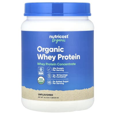 Nutricost, Organic Whey Protein, Unflavored, 1 lb (454 g)