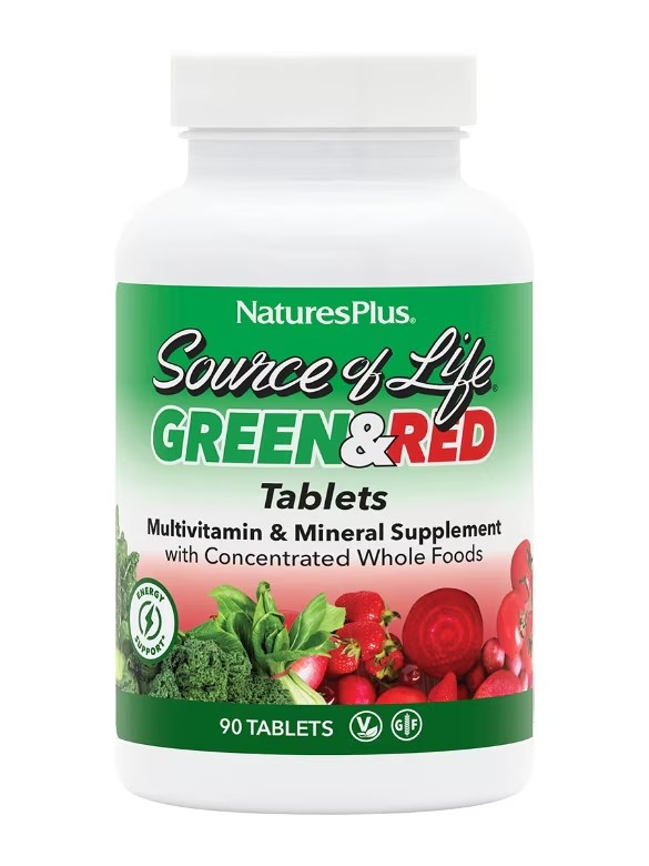 NaturesPlus, Source of Life Green & Red Multivitamin & Mineral Bi-Layered Tablets - 90 Tablets