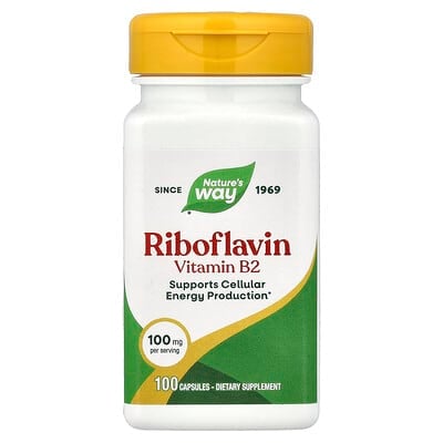 Nature's Way, Riboflavin Vitamin B2, 100 mg, 100 Capsules