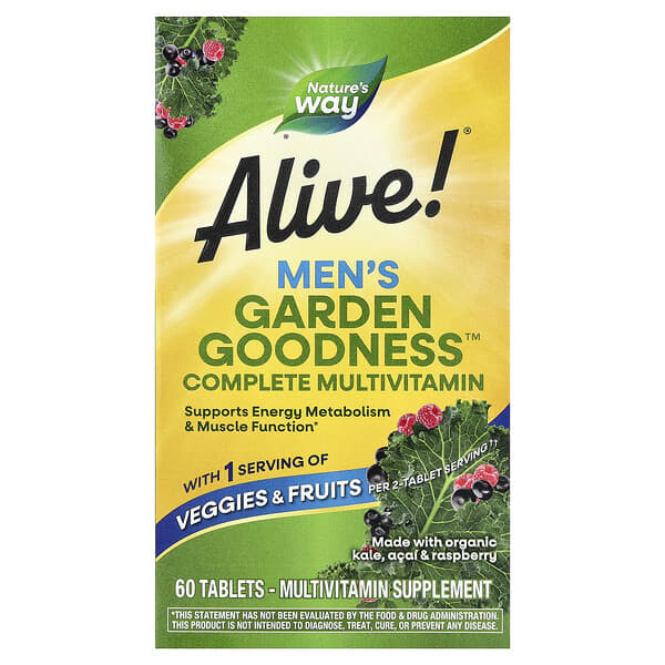 Nature's Way, Alive!® Garden Goodness™, Men's Complete Multivitamin, 60 Tablets