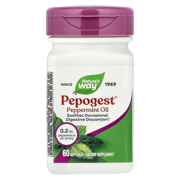 Nature's Way, Pepogest®, Peppermint Oil, 0.2 ml, 60 Softgels