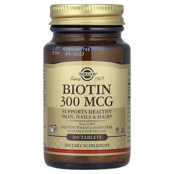 Solgar, Biotin, 300 mcg, 100 Tablets