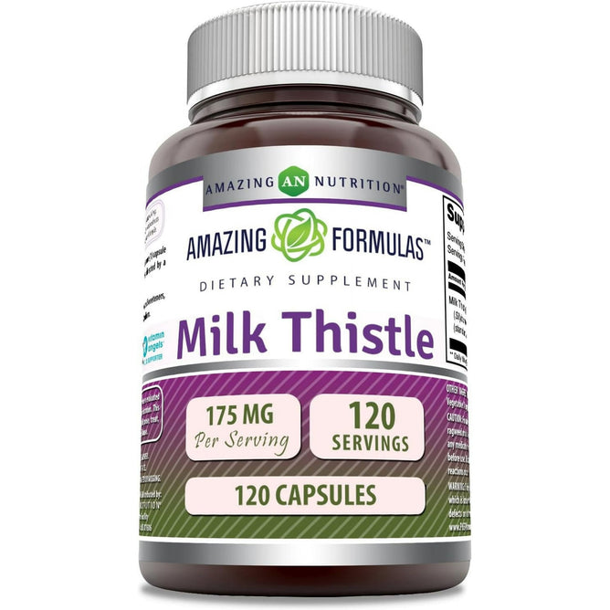 Amazing Formulas Milk Thistle 175 mg 120 Capsules Supplement | Non-GMO | Gluten Free | Made in USA
