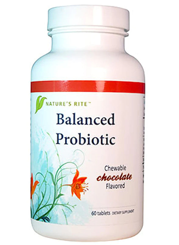 Nature's Rite BALANCED PROBIOTIC 60 Chewable Chocolate Tablets BBD 2024