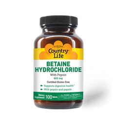 Country Life Betaine Hydrochloride, with Pepsin (100 Tablet)