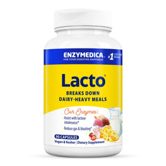 Enzymedica Lacto, Enzyme Support for Digestive Relief From Lactose Intolerance, Vegan, Gluten Free, 90 capsules