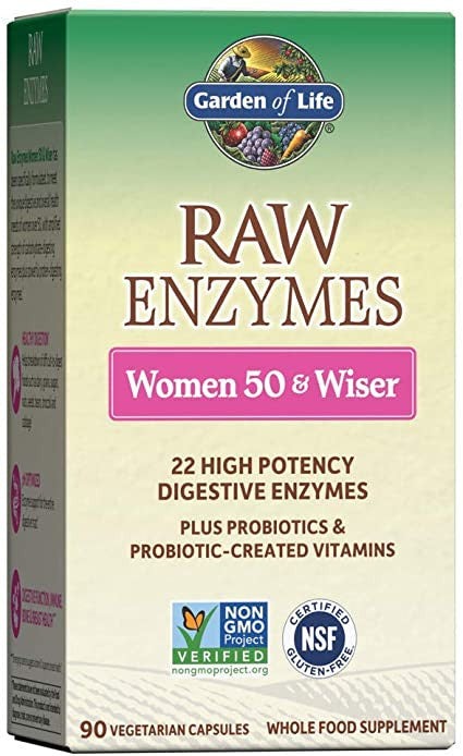Garden of Life RAW Enzymes for Women, 50 & Wiser, 90 Veggie Caps