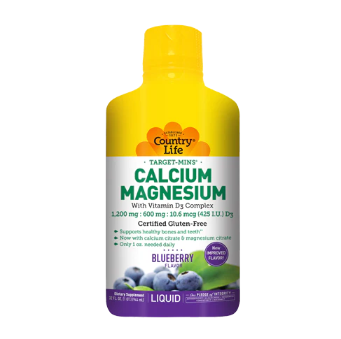 Calcium Magnesium Liquid, blueberry flavored 32 FL. Oz, Country Life