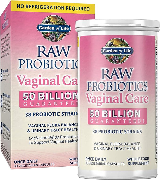Raw Probiotics Vaginal Care, shelf-stable 30 Vegetarian Capsules, raw probiotics