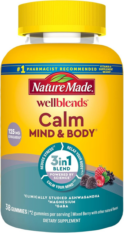 nature made calm and relax gummies, calm mind gummies, Nature Made Wellblends Calm Mind & Body Gummies - 38 Count