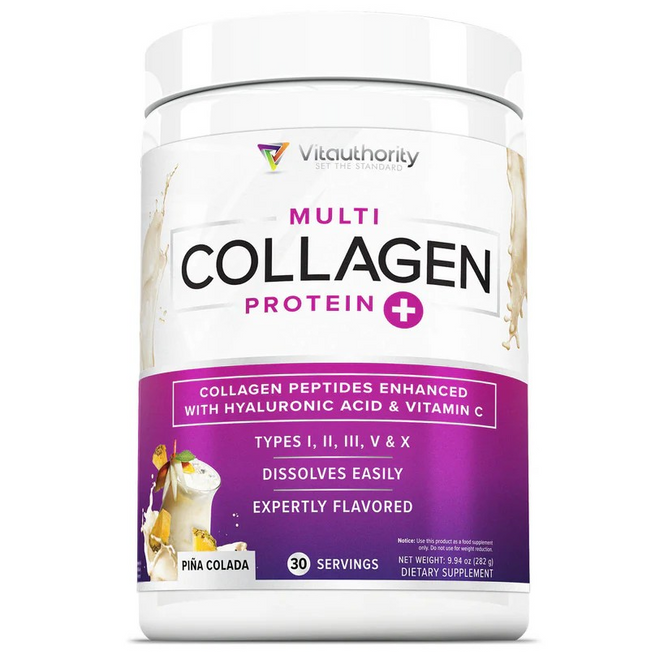 vitauthority collagen, Multi Collagen Protein+, Pina Colada, 9.94 oz (282 g)