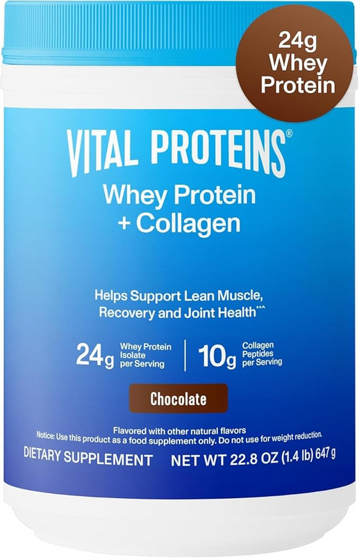 Vital Proteins Whey Protein Powder+ Collagen Peptides, Chocolate 22.8oz