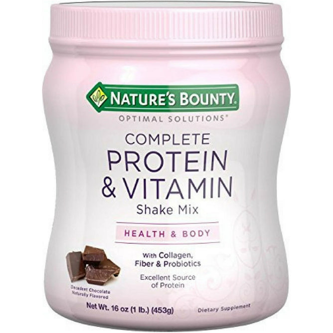 Nature's Bounty Optimal Solutions Complete Protein & Vitamin Shake Mix, Chocolate 16 oz