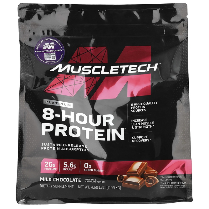 MuscleTech, Platinum 8-Hour Protein, Milk Chocolate, 4.60 lbs (2.09 kg)