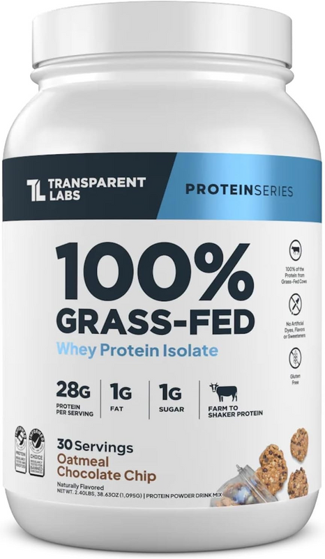 transparent labs protein powder, transparent labs oatmeal chocolate chip, 2.4 lb
