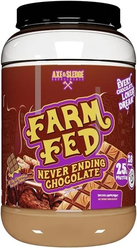 axe and sledge farm fed protein, axe and sledge farm fed, Never Ending Chocolate Protein Powder, 28 Servings