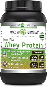 amazing formulas whey protein, amazing formulas grass fed whey protein, Chocolate (2 Lb)