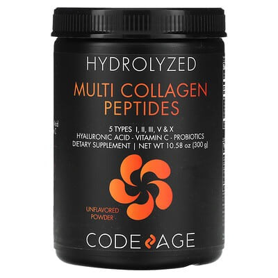 codeage collagen, Hydrolyzed Multi Collagen Peptides Powder, Unflavored, 10.58 oz (300 g)