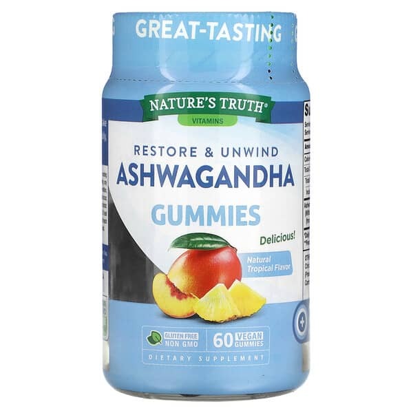 ashwagandha gummie, Natural Tropical, 60 Vegan Gummies, Nature's Truth