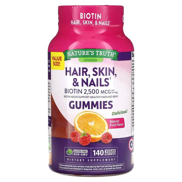 Nature's Truth, Hair, Skin & Nails, Natural Fruit, 140 Vegan Gummies