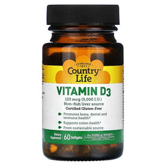 country life vitamin d3 5000 iu, 125cmg, 60 Softgels