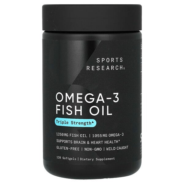 triple strength omega-3 fish oil, 120 Softgels, Sports Research