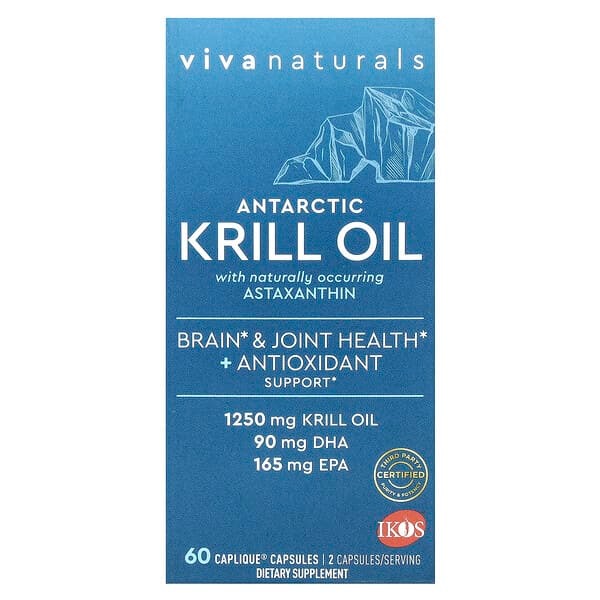 viva naturals krill oil, Antarctic Krill Oil with Astaxanthin, 60 Caplique Capsules