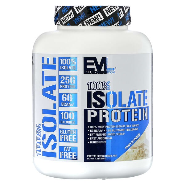 EVLution Nutrition, 100% Isolate Protein, Unflavored, 5 lbs (2,268 kg)