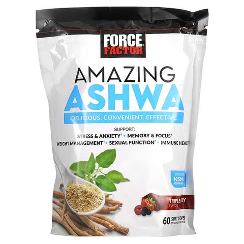 Force Factor, Amazing Ashwa, Triple Berry, 60 Soft Chews